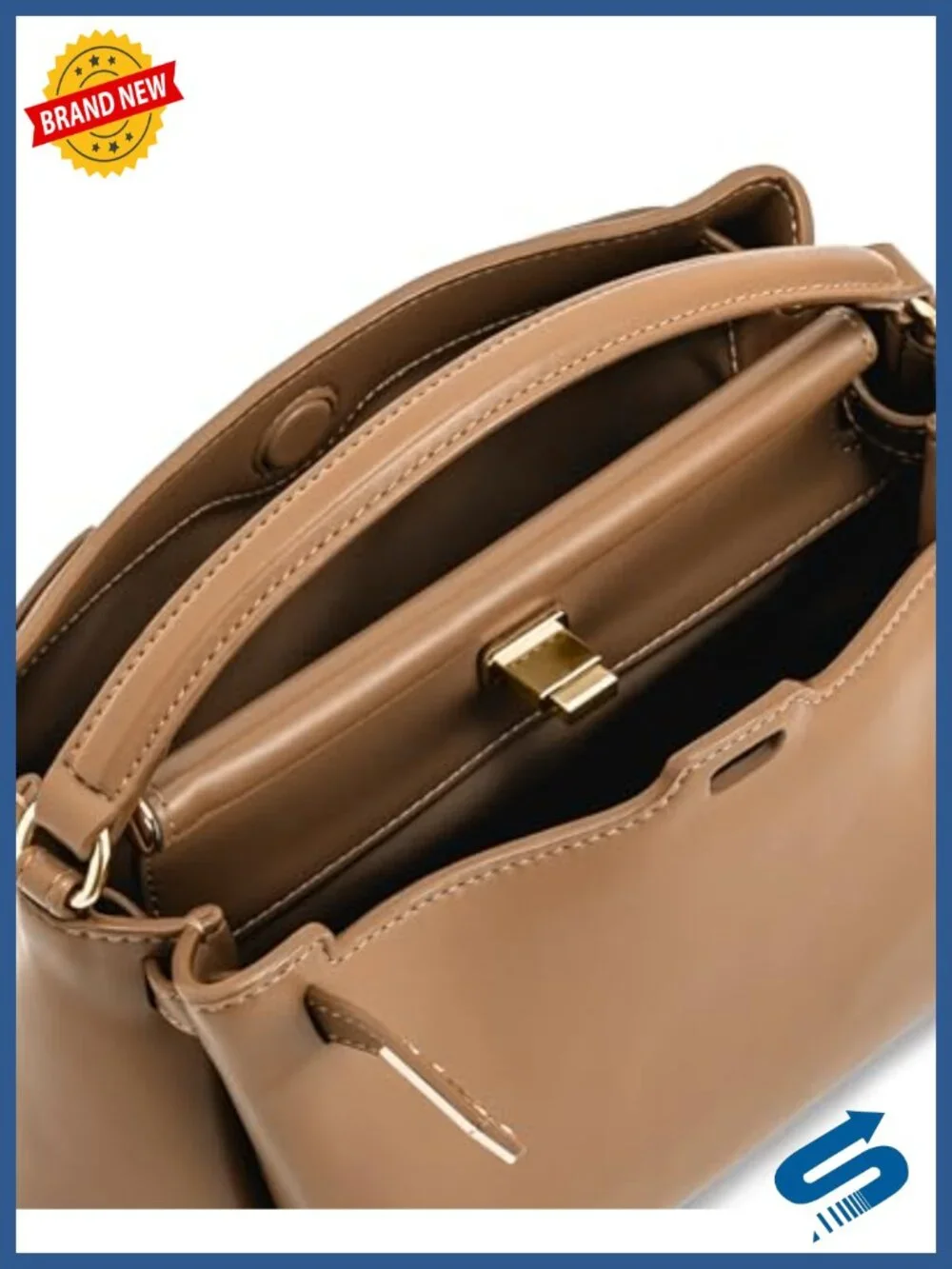 Vegan Leather Satchel Handbag Crossbody Twist Lock